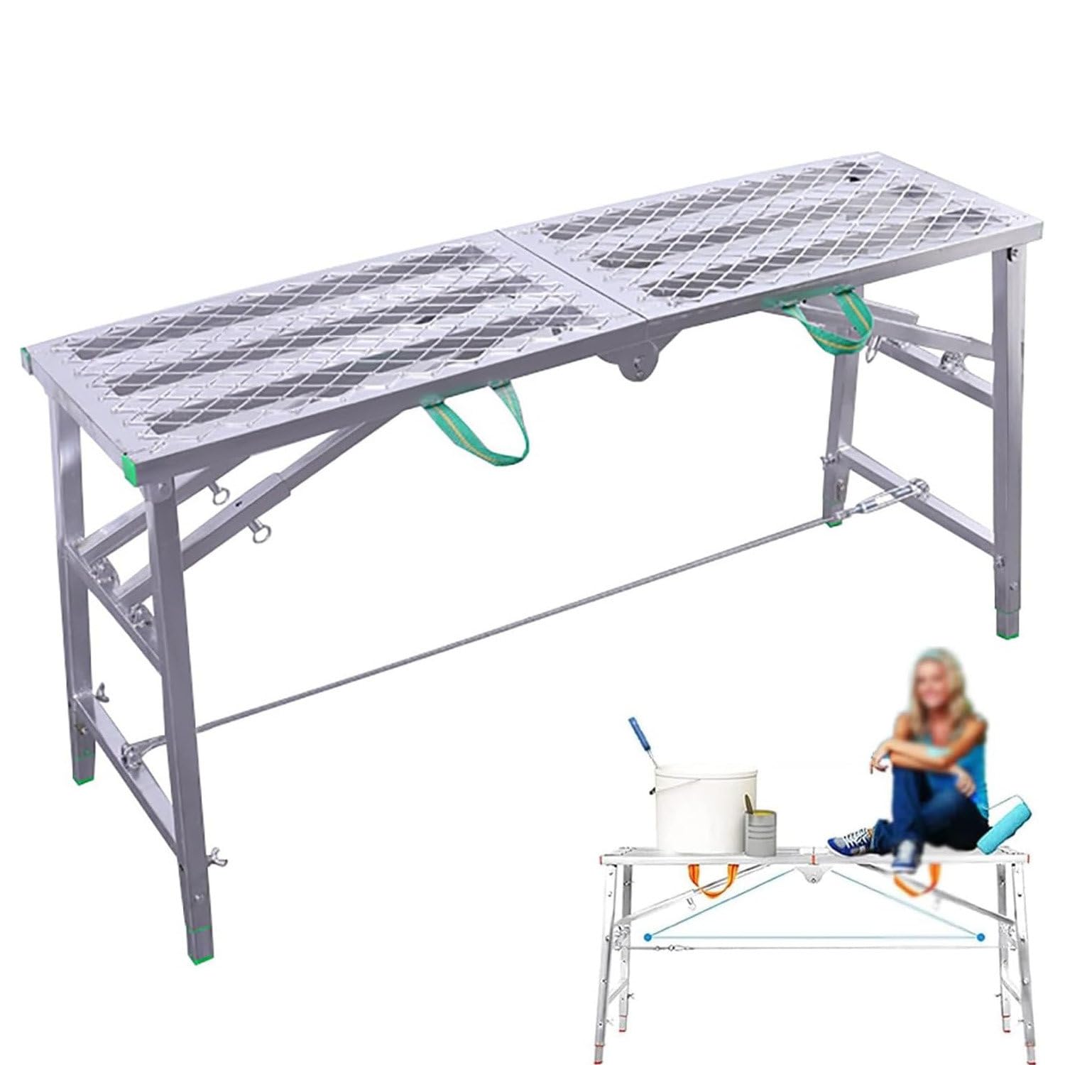Sgabello Pieghevole, Piattaforma di Lavoro Portatile Multiuso, banco da Lavoro con Scala a Torre per ponteggi, Scala Pieghevole in Acciaio per ponteggi, banco per cartongesso Resistente,B-160 * 30cm
