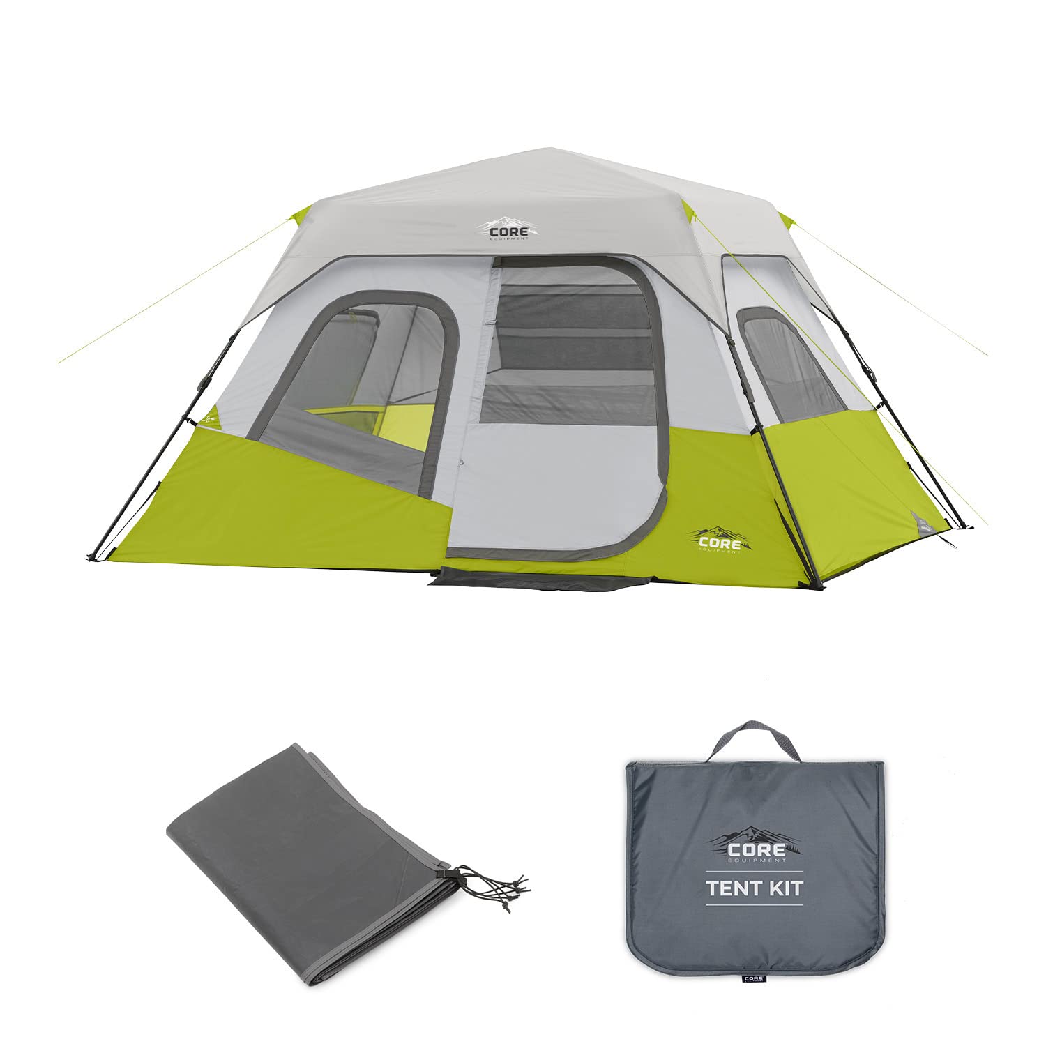 CORE 6 Person Instant Cabin Tent with Included Footprint and Tent Kit