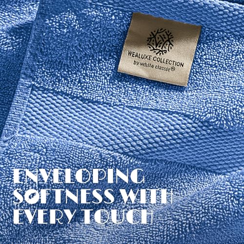 Image of White Classic Luxury Soft Bath Sheet Towels - 650 GSM Cotton Luxury Towels Extra Large 35x70 | Highly Absorbent and Quick Dry | Hotel Quality, Light Blue, 2 Pack