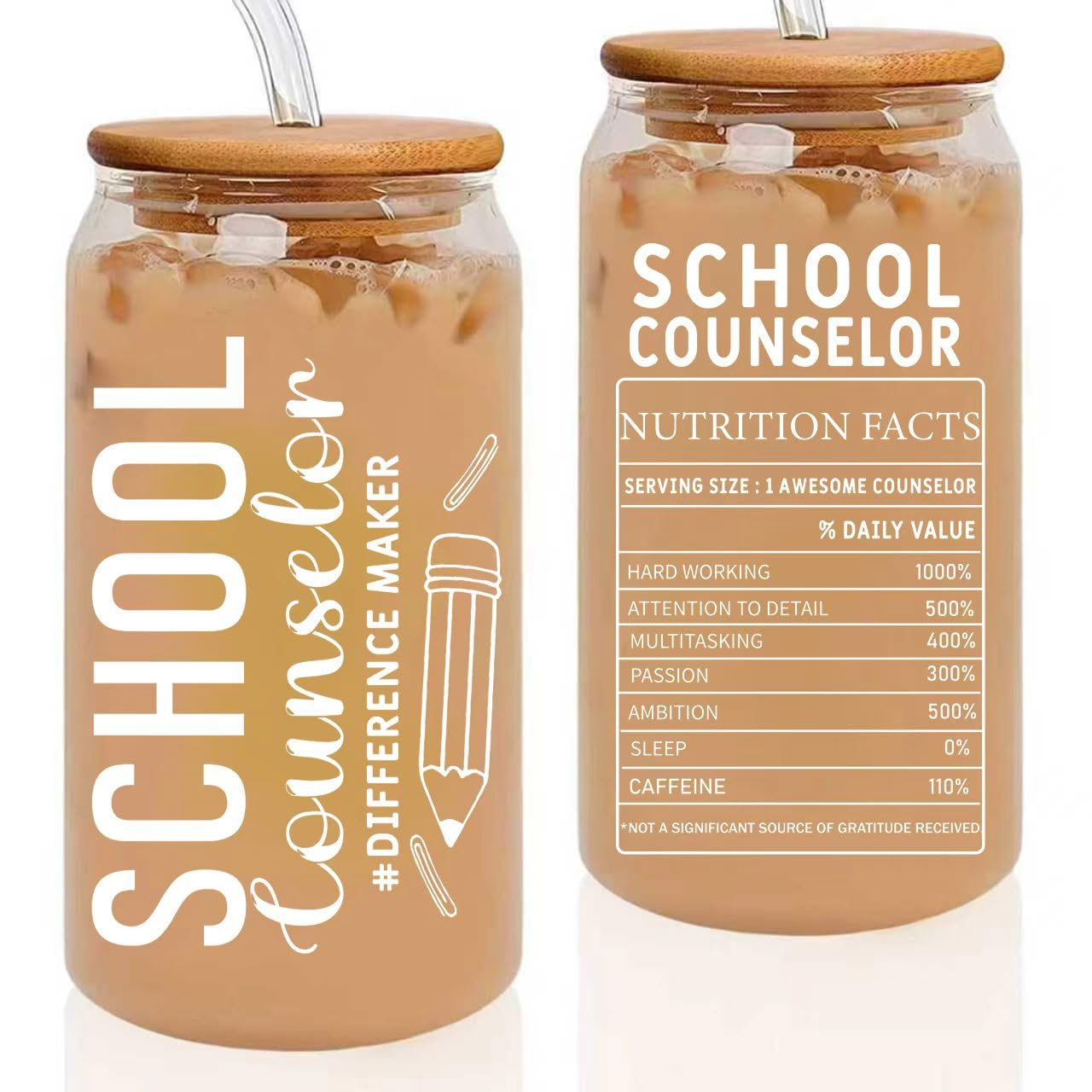 School Counselor Gifts, Counselor Appreciation Gift, School Counselor Week gifts, Counselor Gifts for Women Men, School Counselor Office Must Haves Glass Cup 16 OZ