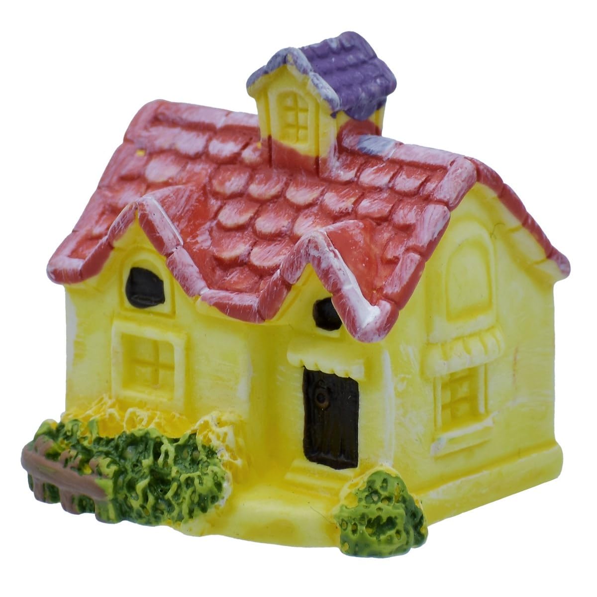 Aadyacrafts Decorative Miniature Yellow House with Red Roof, Garden Ornament, Fairy Garden Cottage, C0861-4-image-0