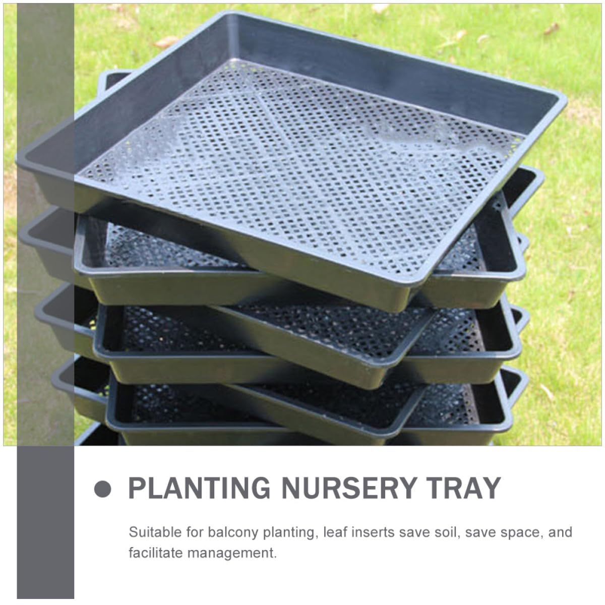 Mipcase Bandeja Cuadrada para Germinación 42X42X5.5 CM Set 5 Piezas Negras, Resistente y Reutilizable para Vivero, Cultivo de Suculentas y Siembra Segura en Casa