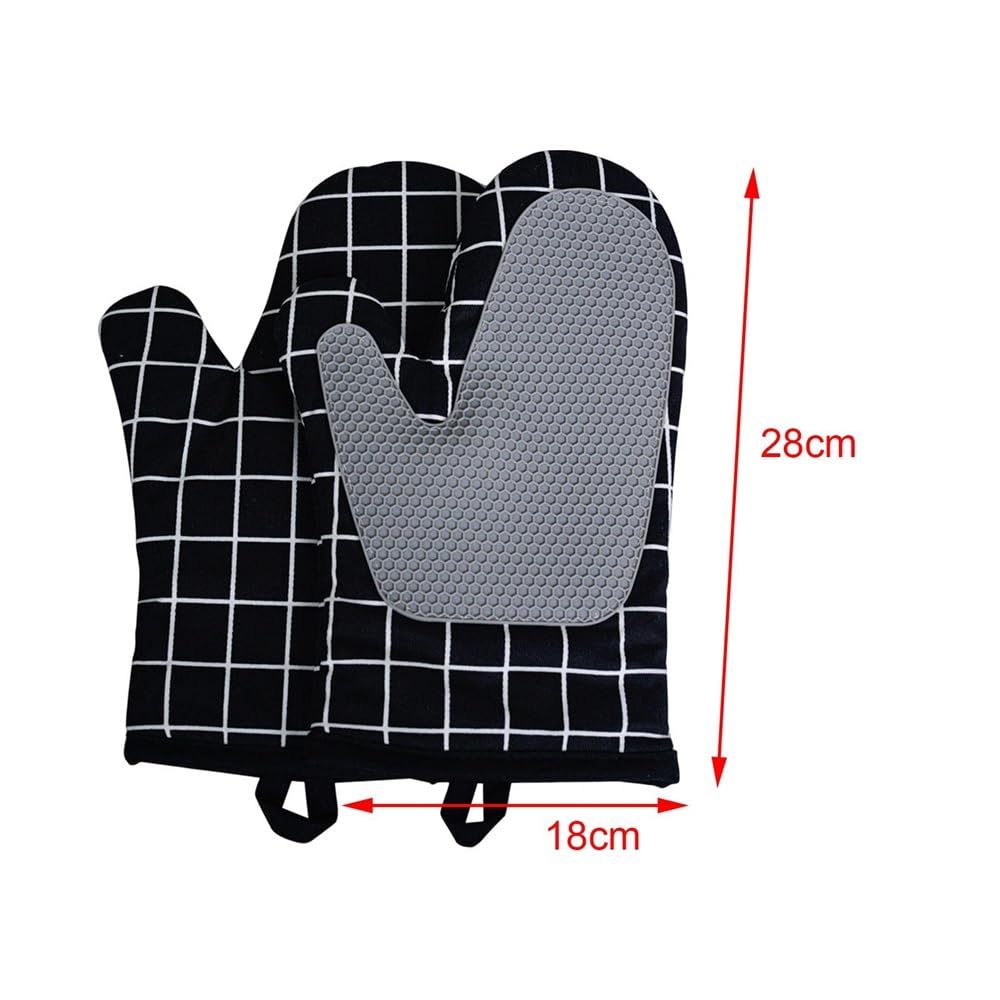 Guanti da Forno Resistenti al Calore, Facili Usare, in Silicone, for Campeggio, Cottura, microonde, Barbecue e grigliate(Black)