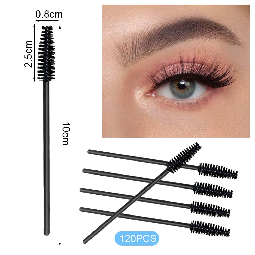 LOPHE Cepillo de Pestañas Desechables 120 Piezas Cepillos de Cejas Brocha para Extensiones de Pestañas y Cejas