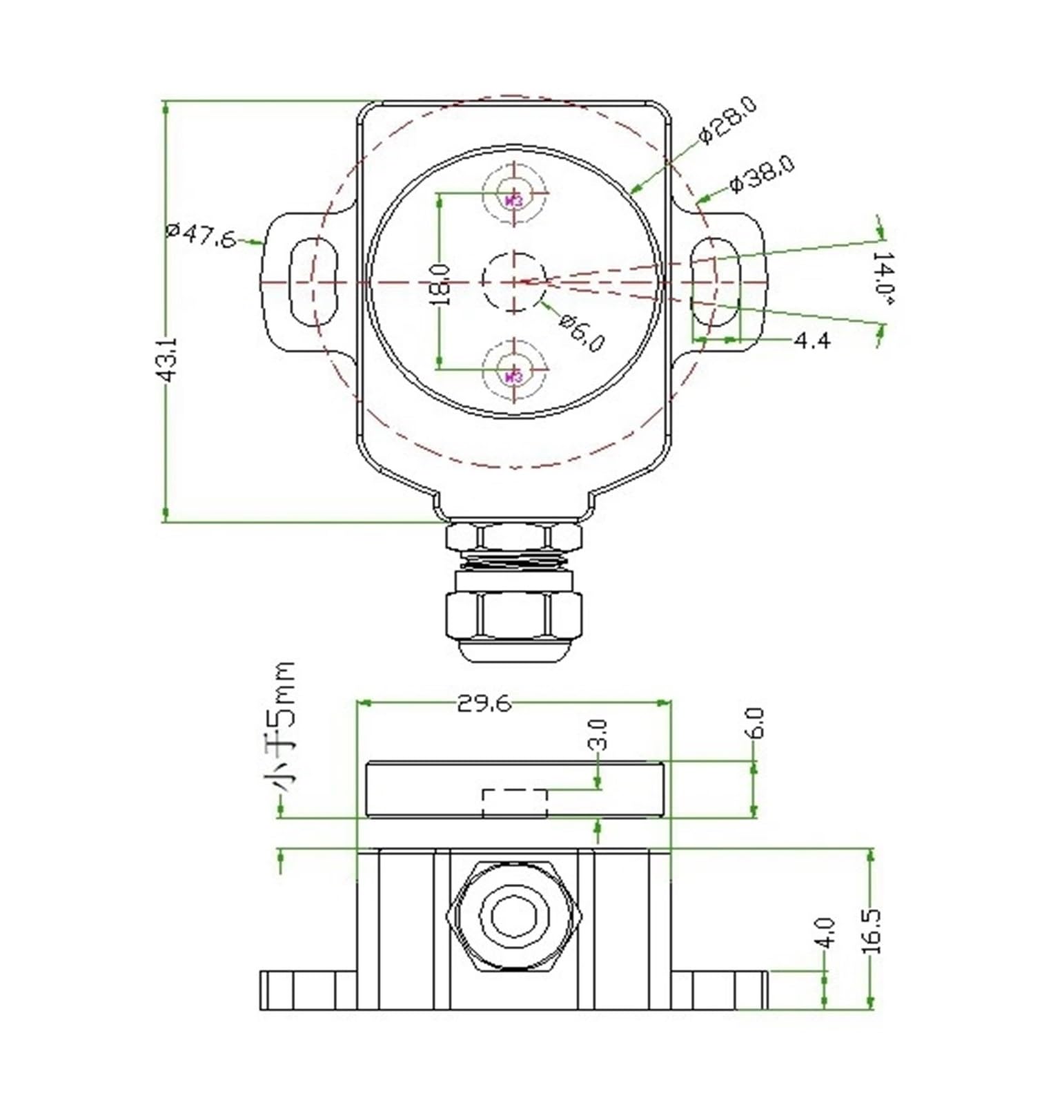 WOA-B Hall-Sensor Berührungsloser 0-355-Grad-Winkelwandler(WOA-B-V1 0-5V-12-24V)