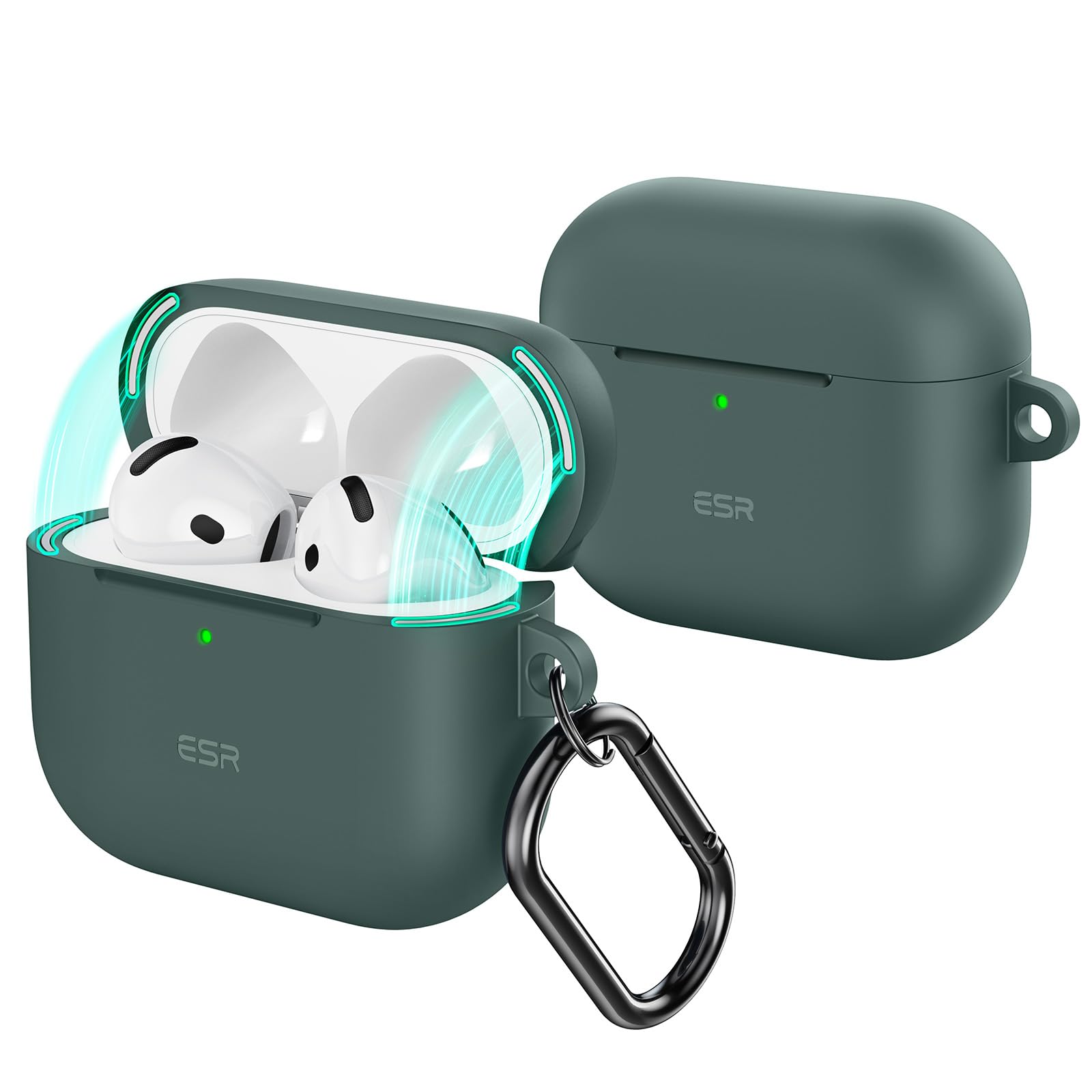 ESR for AirPods 4 Case, Compatible with AirPods 4th Generation Case (2024) (USB-C), Magnetic Lid Lock, Full Drop Protection Cover, Cloud Soft Case, Green-image-21