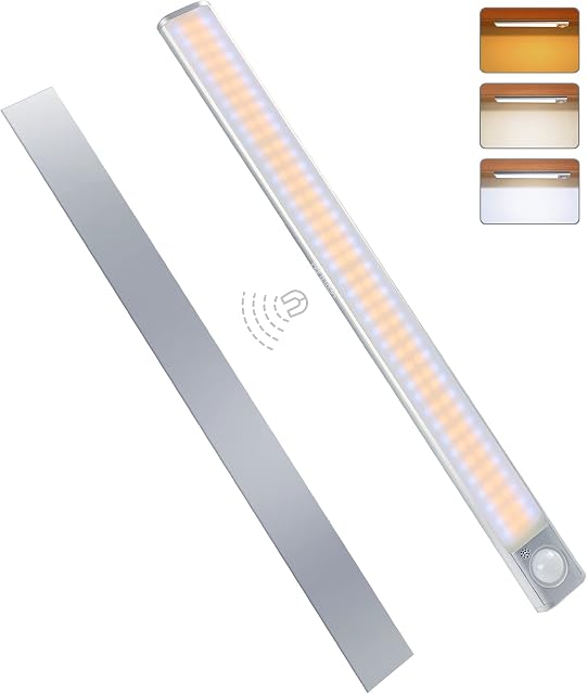 MERTTURM 160LED Rechargeable Under Cupboard Light, Wireless Motion Sensor Closet Lights, 1800mAh Battery with Stepless Dimming, Magnetic Install for Wardrobe, Cabinet, Besides, Kitchen