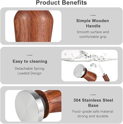 Miniatura 5 de Decdeal Juego de manipulación y agitador de espresso de 2.008 in, con resorte plano, base de acero inoxidable