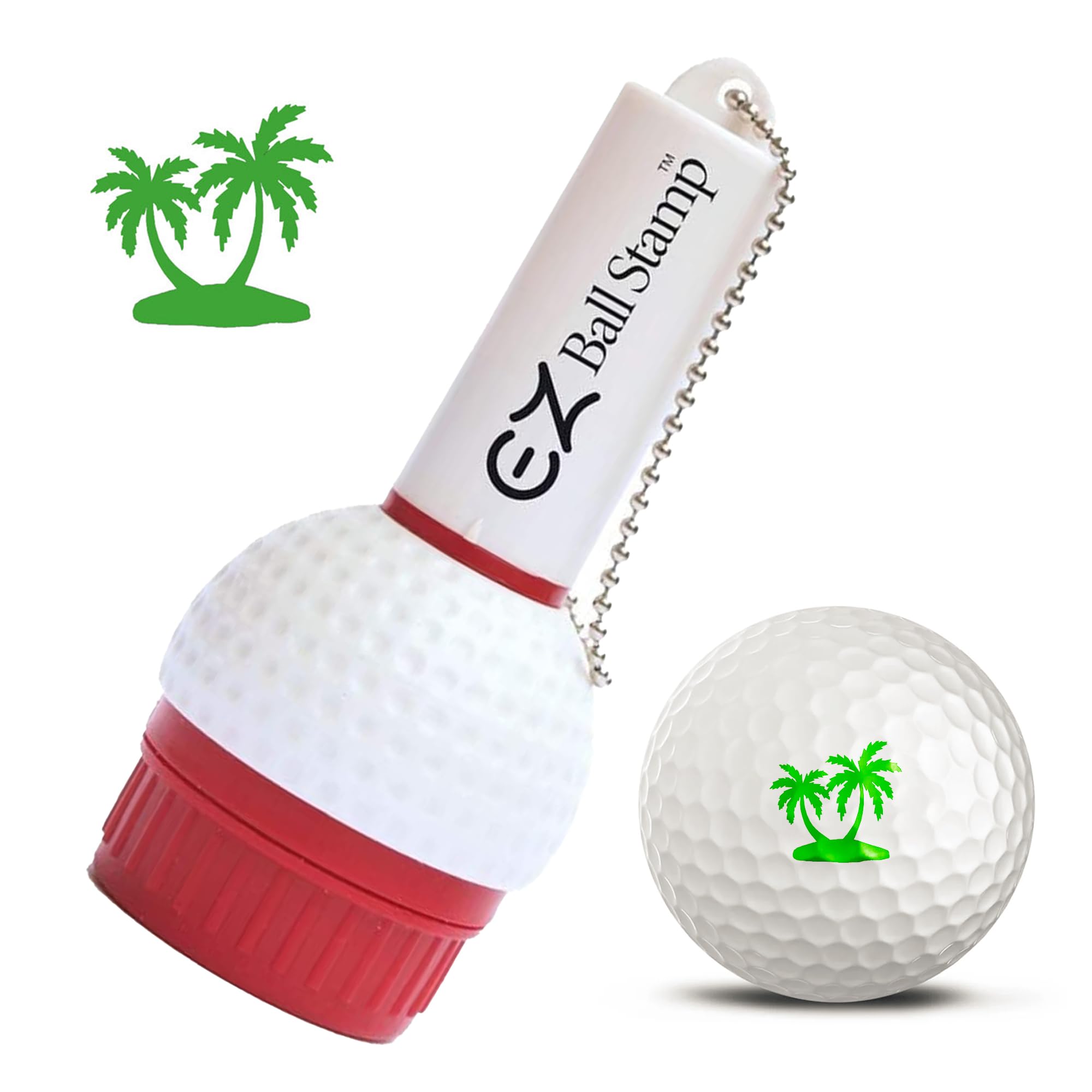 EZ BALL STAMP Golf Ball Stamp/Stamper - Ultra Quick Drying, Smear Free Ink Marker to Personalize Your Ball (Green Palm Trees) — image 1
