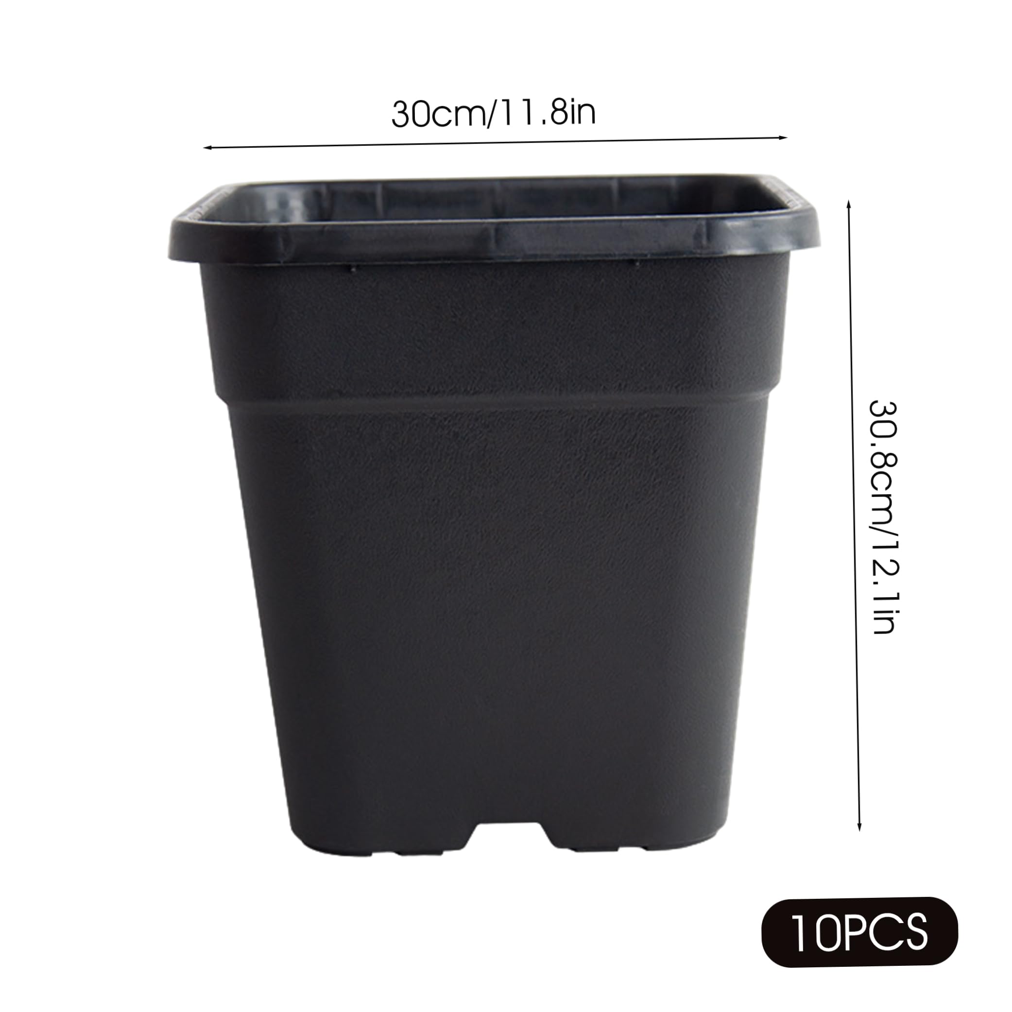 Pots de Plantes de 5 gallons, Paquet 10 Pots carrés en Plastique Respirants Noirs