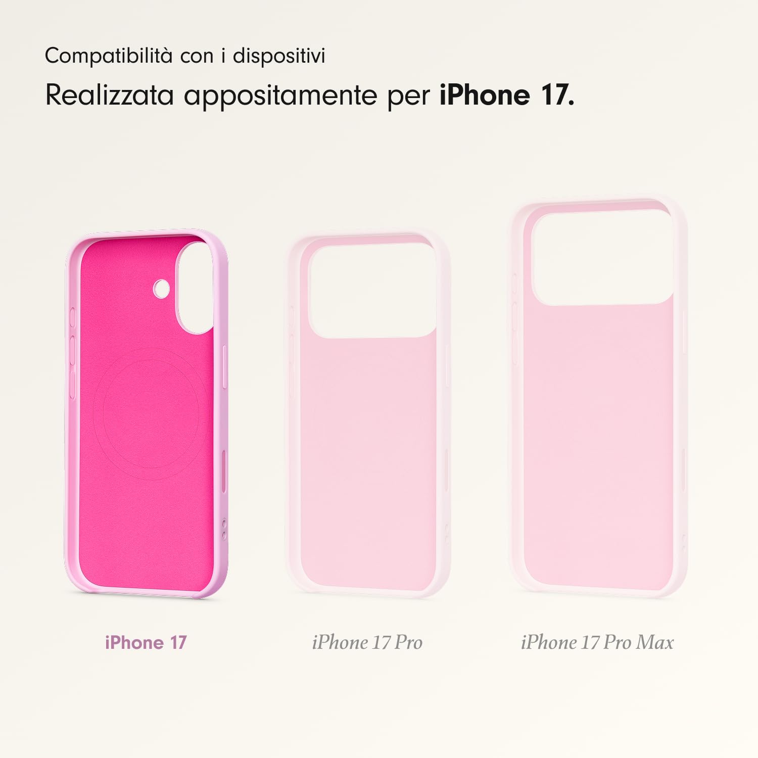 Beats Custodia Cavalletto per iPhone 17 con MagSafe e Controllo fotocamera, cordino che funge da supporto integrato, finitura opaca, fodera in microfibra – Rosa ciottolo
