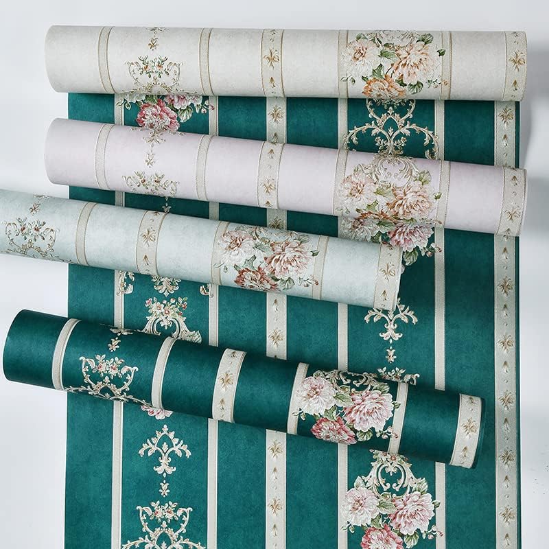 Q QIHANG Self-Adhesive 3D American Wallpaper Bedroom Background Wall Thickening Living Room Retro Striped Peel and Stick Wallpaper 1.73'W x 29.5'L (Blue)