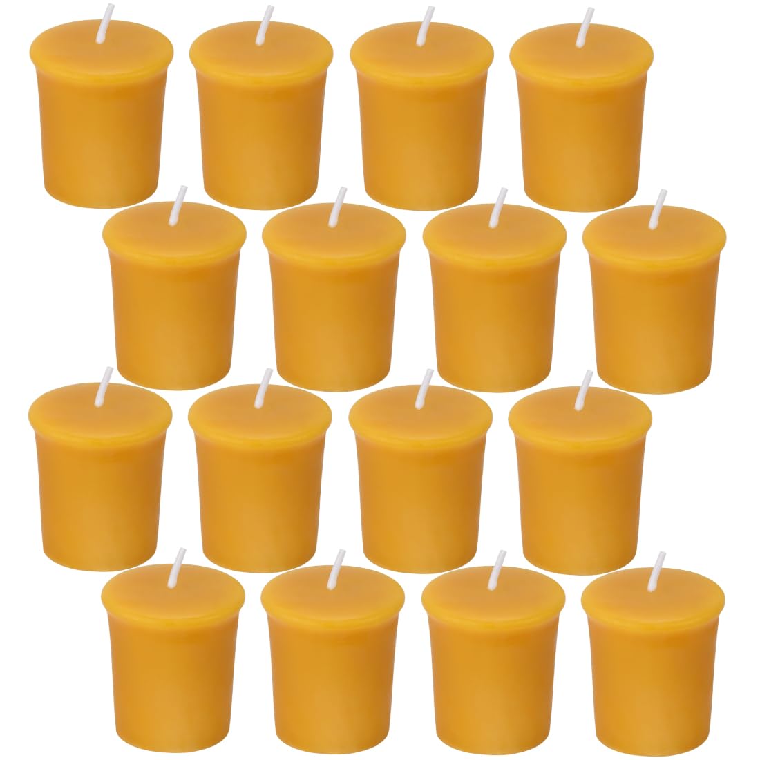 Aglary 16PCS Pure Beeswax Votive Candles, Unscented, Naturally Lightly Honey Scented, 12 Hours Burn Time Each (Raw)