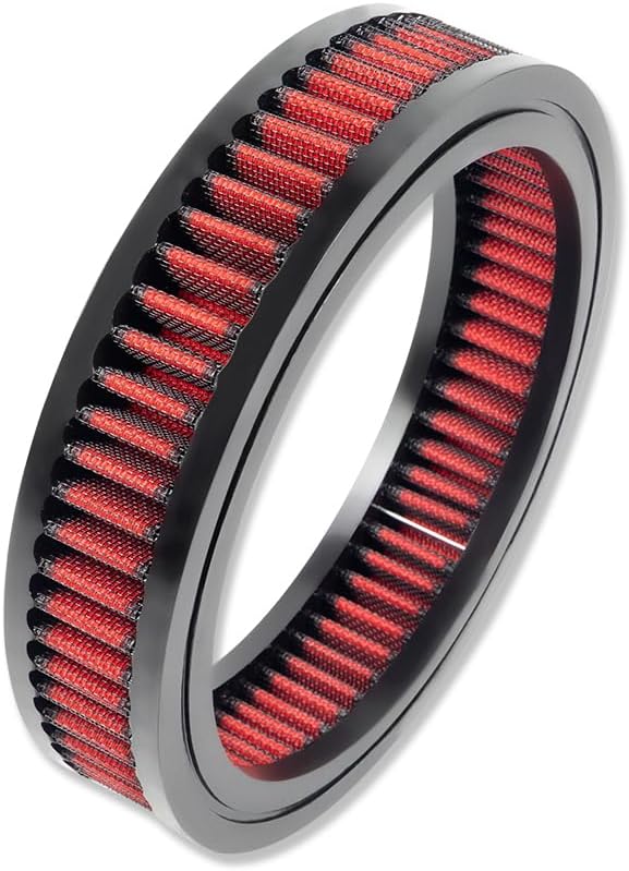 Universal 9" x 2" Round Muscle Top Air Cleaner w/Red Washable Filter for Chevy Ford Mopar