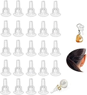 60PCS Silicone Earring Backs, Full-Cover Clear Earrings Back for Studs, Soft Safety Back Pads Earring Stopper, Hypoallergenic Backings Replacement, Dust-Proof(10X6mm)