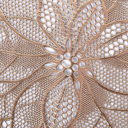 Image of Kuber Industries Stain & Heat Resistant, Non-Slip Flower Design Soft Leather Table Placemats, Set of 4 (Copper)