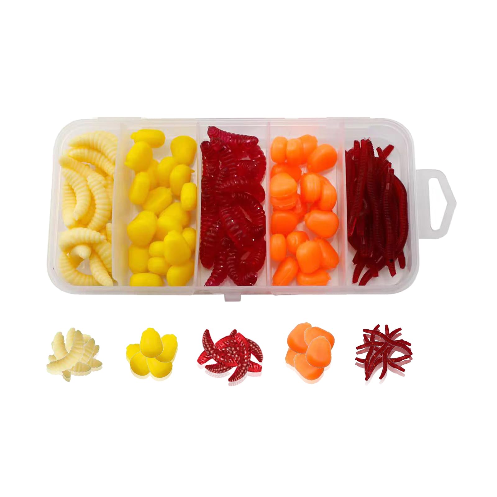 100pcs Peces de Gusanos de Cebo Artificial,Gusanos de plástico Blandos Señuelo de Pesca de Gusanos Señuelo de Pesca de Gusanos para Agua Salada y Agua Dulce,señuelo de Pesca de plástico