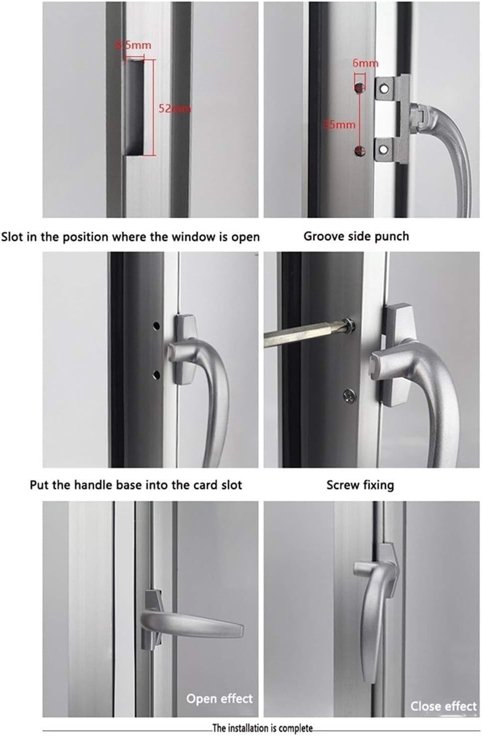 EFARMA Window Locking Handles, Door and Window Handles, Sliding Window Aluminum Alloy Lock Rotate Traditional Handle Hole Spacing 35mm (Color : Gray) (Color : Gris) (Color : Gris) (Color : Svart)