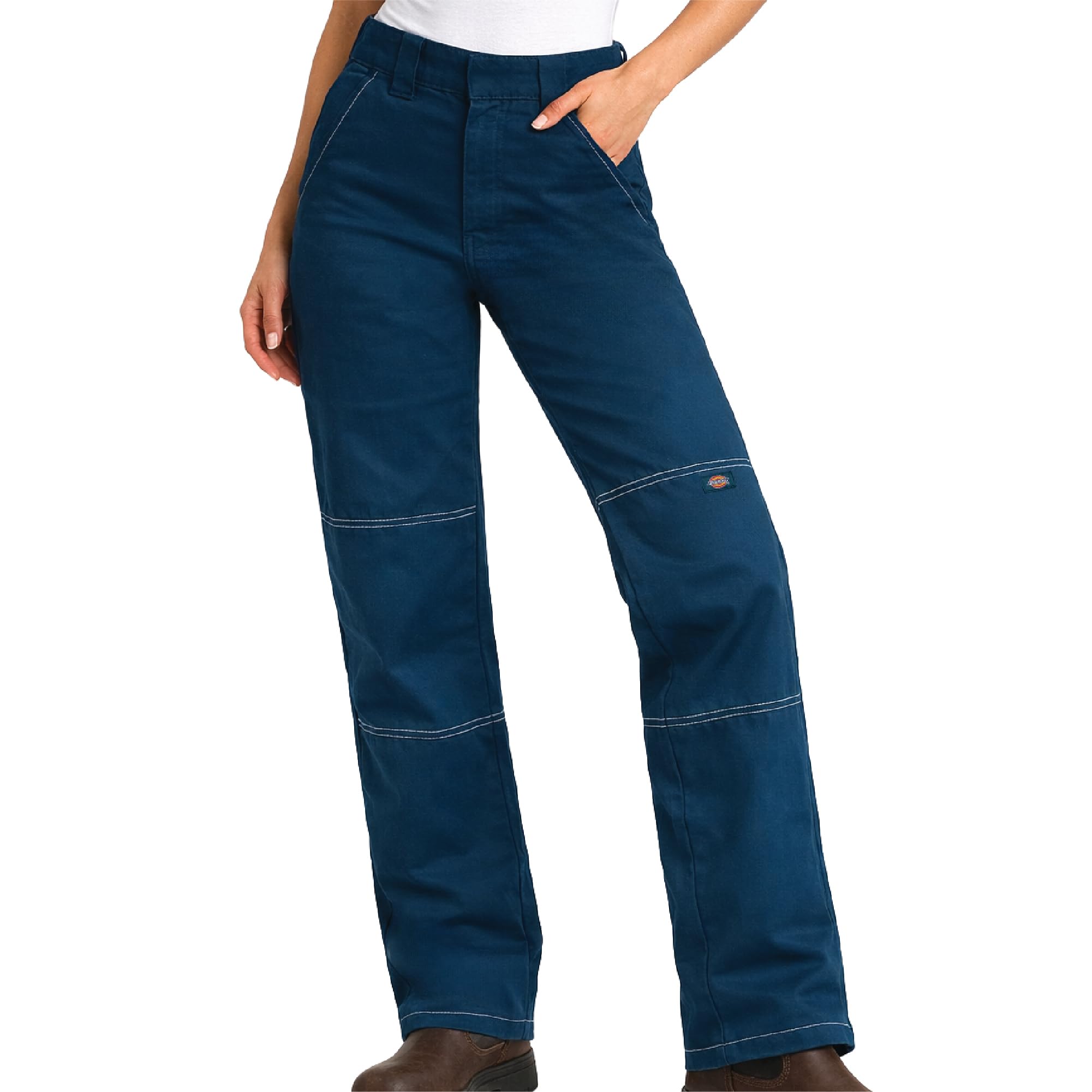 Womens High Waisted Double Knee Work Pants, Runs Small