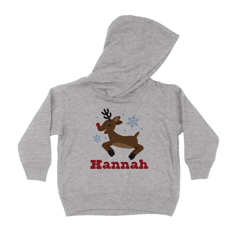 Reindeer Hannah Christmas Kids Hoodie Sweatshirt Toddler 2T Heather Grey