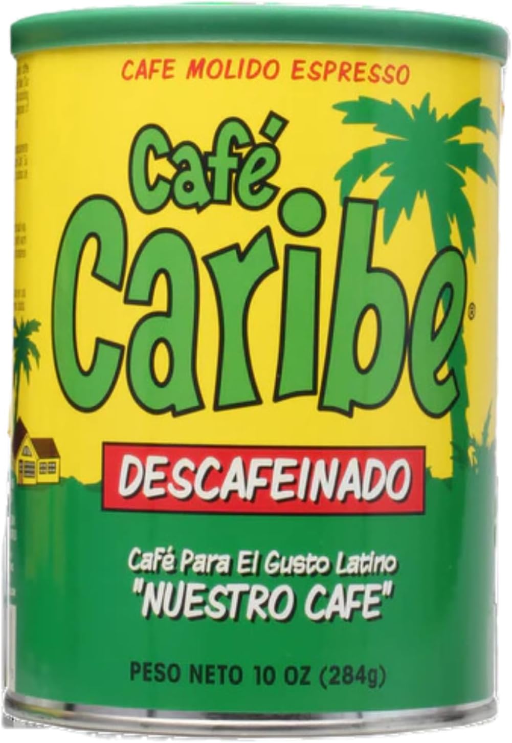 Cafe Caribe Decaffeinated Latin Flavor Inspired Dark Roasted Espresso Blend Coffee Can - 10 Ounce