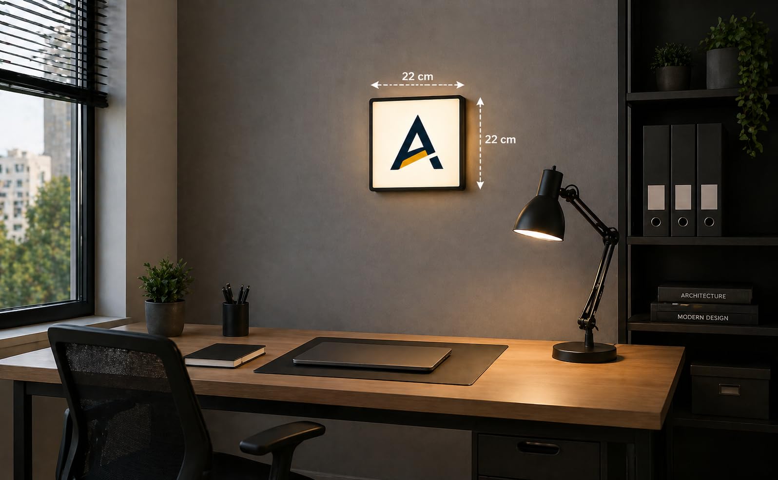 Insegna LED Personalizzata con Logo – Lightbox Luminosa 3D 22x22 cm da Parete o Scrivania, USB, Idea Regalo Aziendale, Ufficio, Negozio