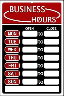 Open Signs, Business Hours Sign Kit - Bright Red and Black Colors， Business Hours Sign,Hours of Operation Signs for Business,PVC Open Sign with Hours and adhesive,Changeable Store Hours Sign,Ideal Signs for Any Business,Store or Office（8”x 12”）