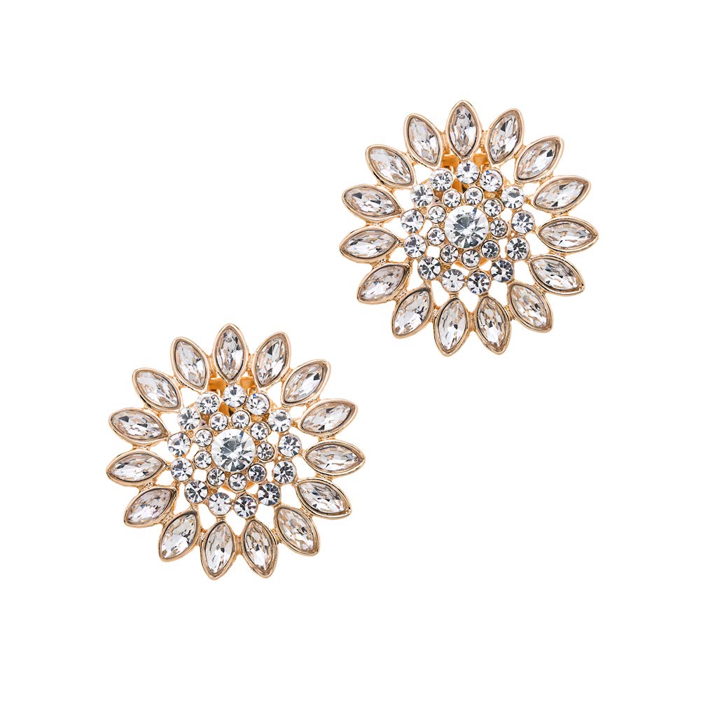 2Pcs Fashion Decorative Round Rhinestones Flowers Crystal Wedding Party Prom Shoe Clips Accessories