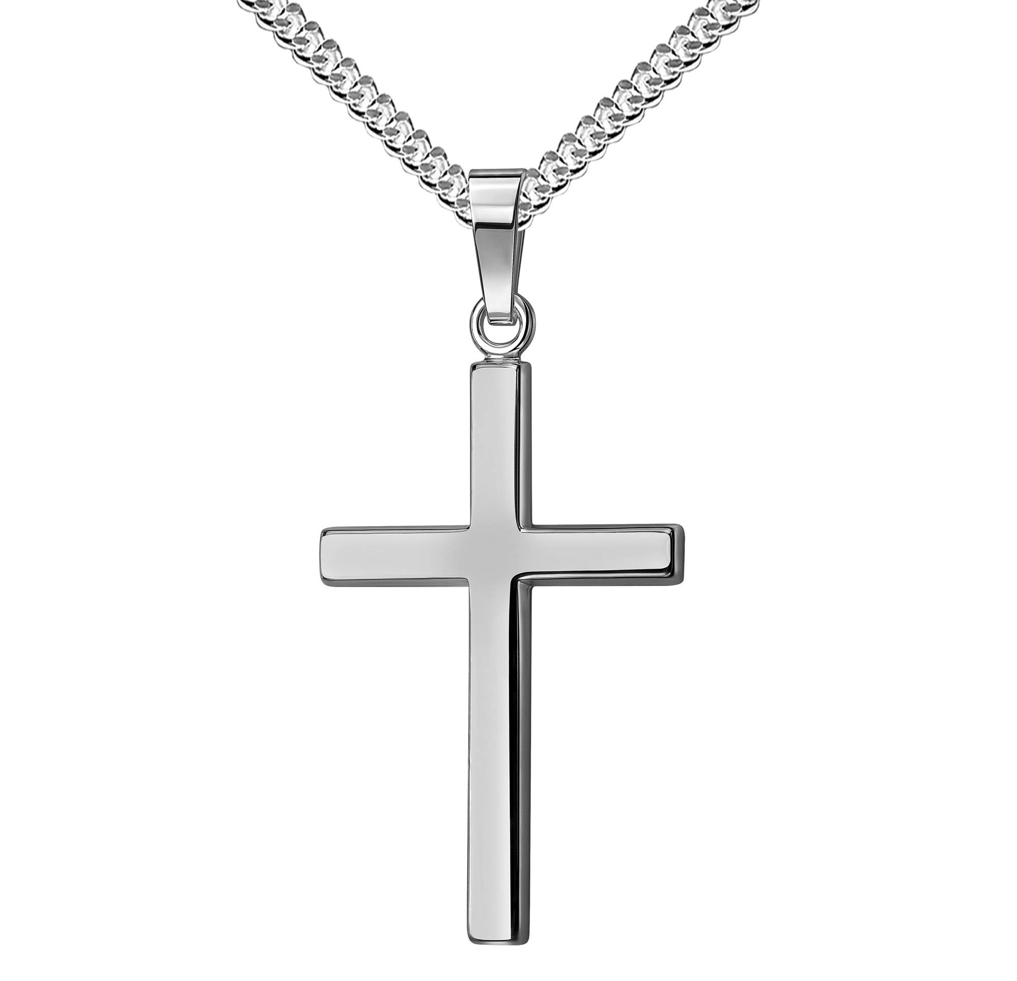 Kreuz-Anhänger hochglanz 925 Sterlingsilber Kettenanhänger mit Halskette Länge wählbar.