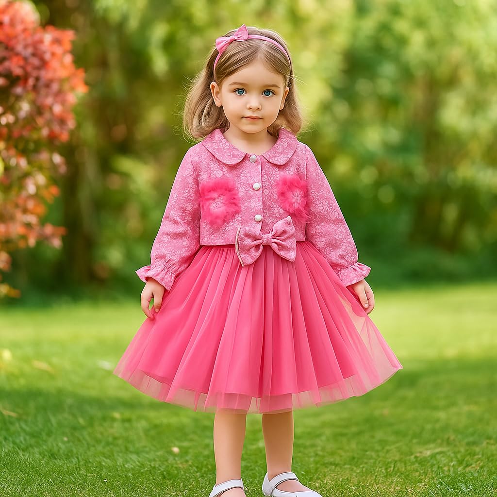 Kunyeah Robe tutu pour bébé fille avec cardigan en tulle sans manches avec veste en dentelle florale pour tout-petits
