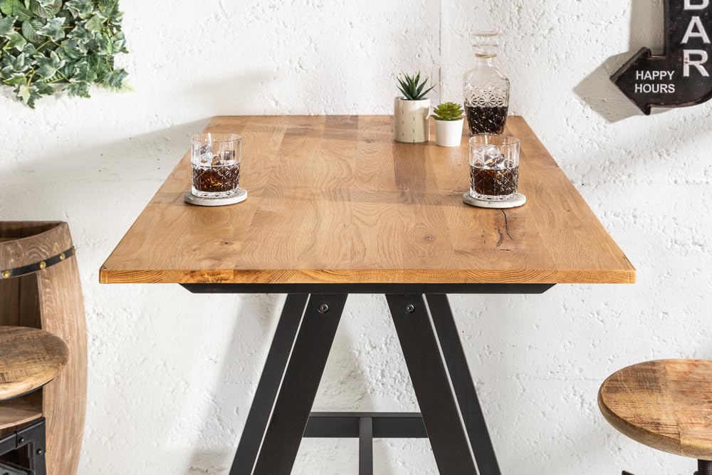 invicta INTERIOR Massiver Bartisch Castle 120cm Wildeiche Natur Industrial Design Bartresen Hausbar Tisch