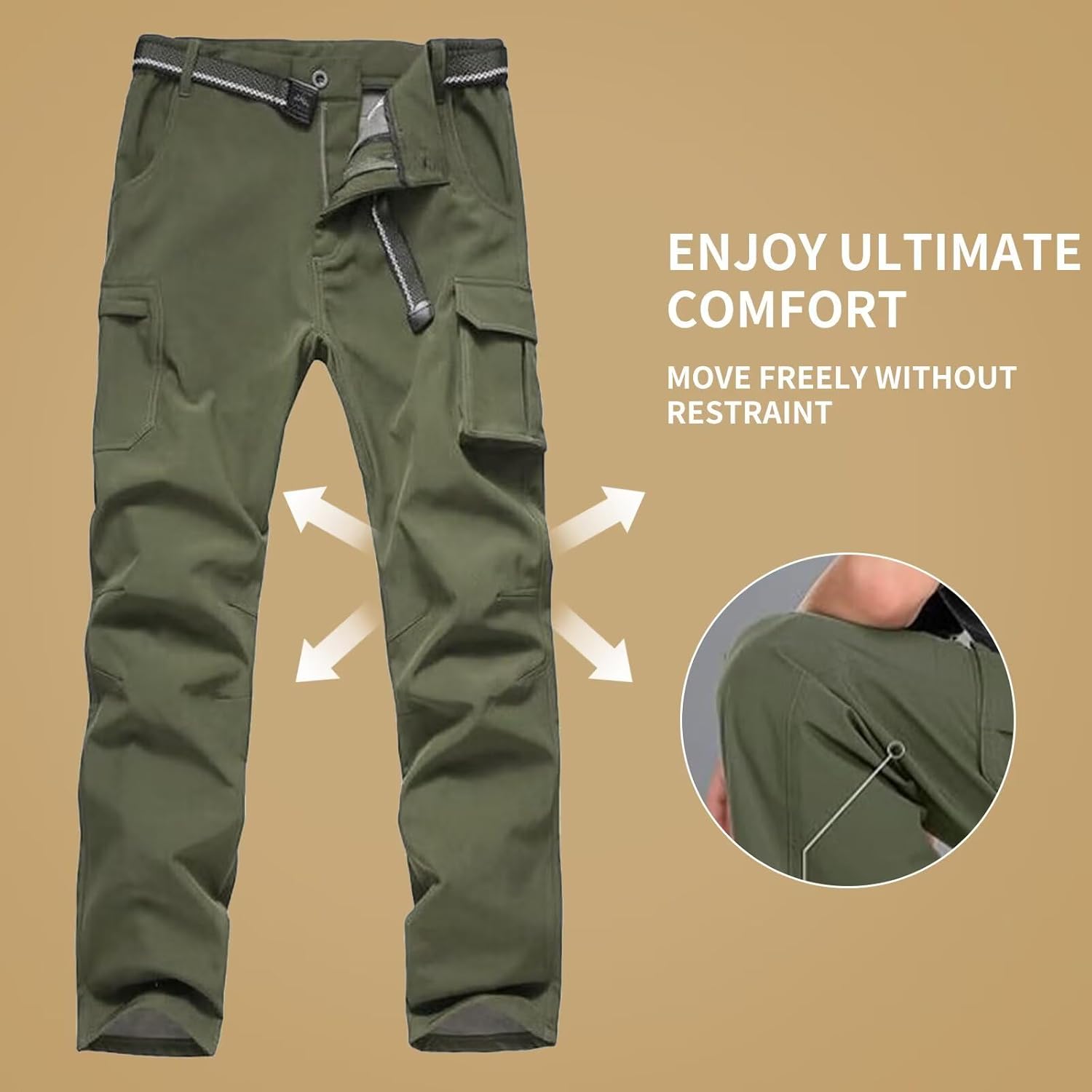 Boys Hiking Pants Waterproof, Fleece Lined Snow Pants Kids Tactical Cargo Pants, Rain Hunting Pants Youth - Image 5