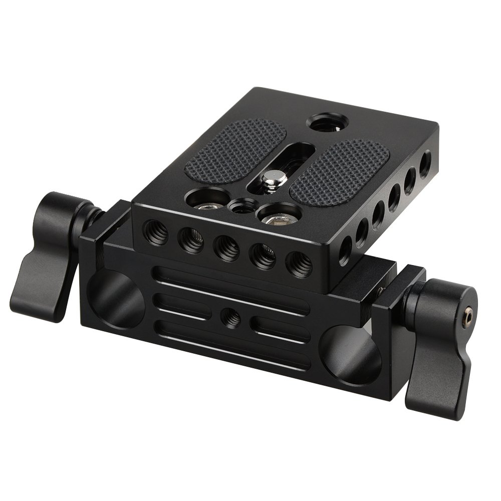 CAMVATE Camera Baseplate with 15mm Railblock for DSLR Rig 15mm Rod Rail Support System - 1236