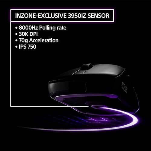 Miniatura 4 de Sony INZONE Mouse-A - Mouse inalámbrico para juegos de 8K con interruptor óptico ligero (negro) con alfombrilla de mouse para juegos XL y paquete