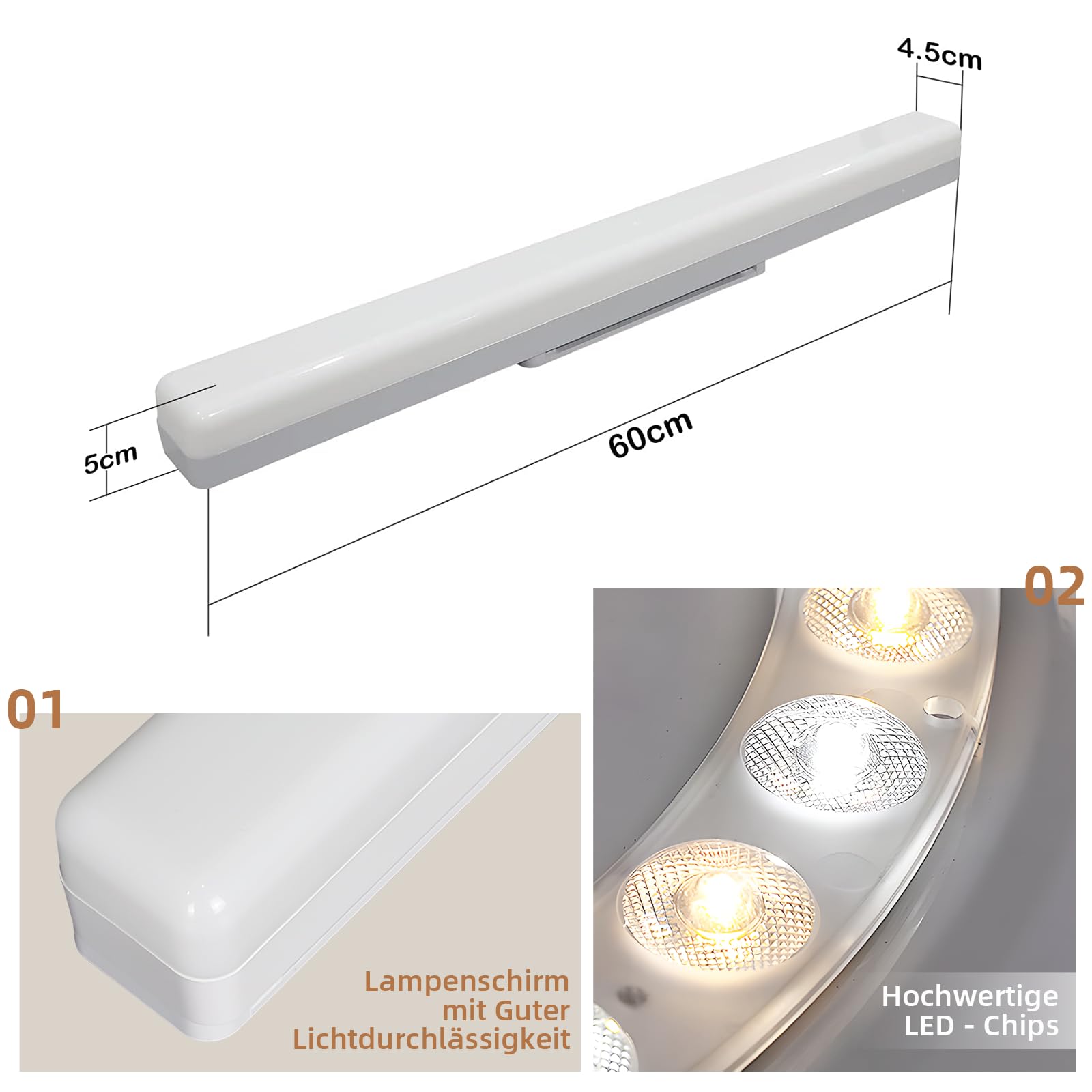 CBJKTX Plafoniera LED Lampada da Soffitto 24W Moderna 4000K Bianco Naturale | Pannello LED Luce illuminazione interni per casa garage camera da letto corridoio e cucina - 60CM