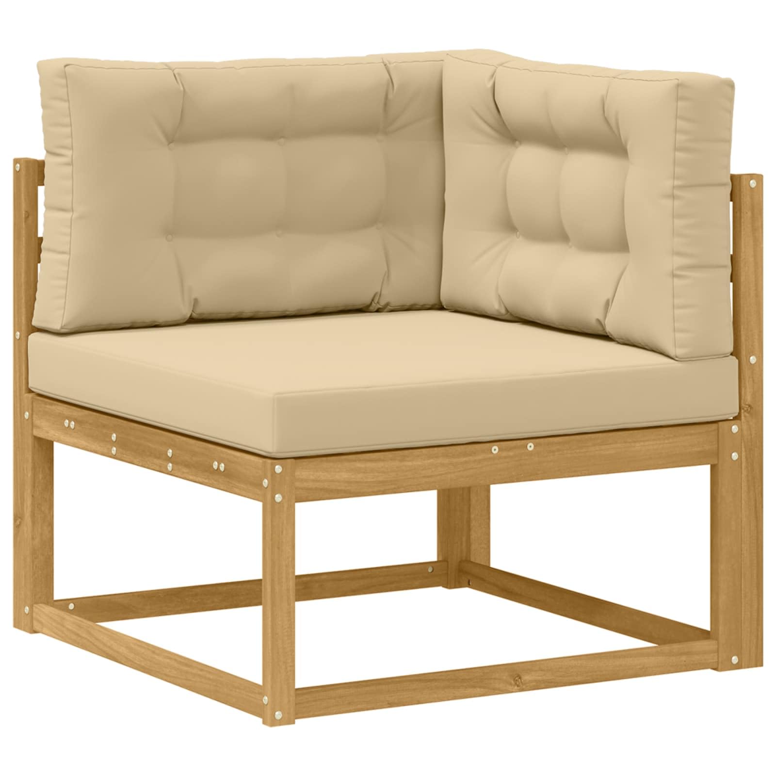 Gartenmöbelgarnitur 8-teilig aus massivem Akazienholz wetterfest für Terrasse Balkon und Garten, modulare Sitzgruppe mit Tisch, Hockern, Sofas