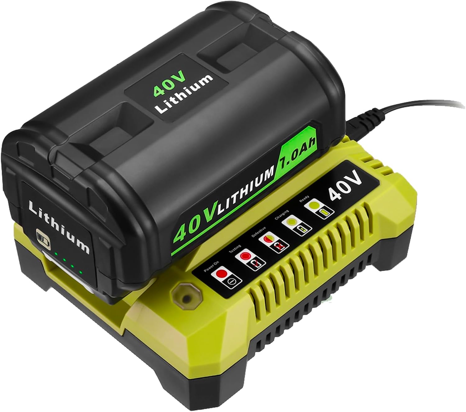 40V 7.0Ah Lithium-ion Cell Replacement Compatible with Ryobi 40v Battery and Charger Combo Leaf Blower Cordless Compatibel with 40 Charger-1