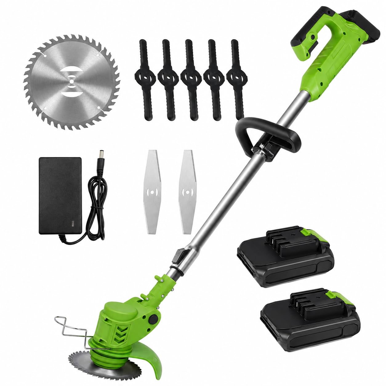 Decespugliatore a batteria 24V con 2 batterie e 3 tipi di lama