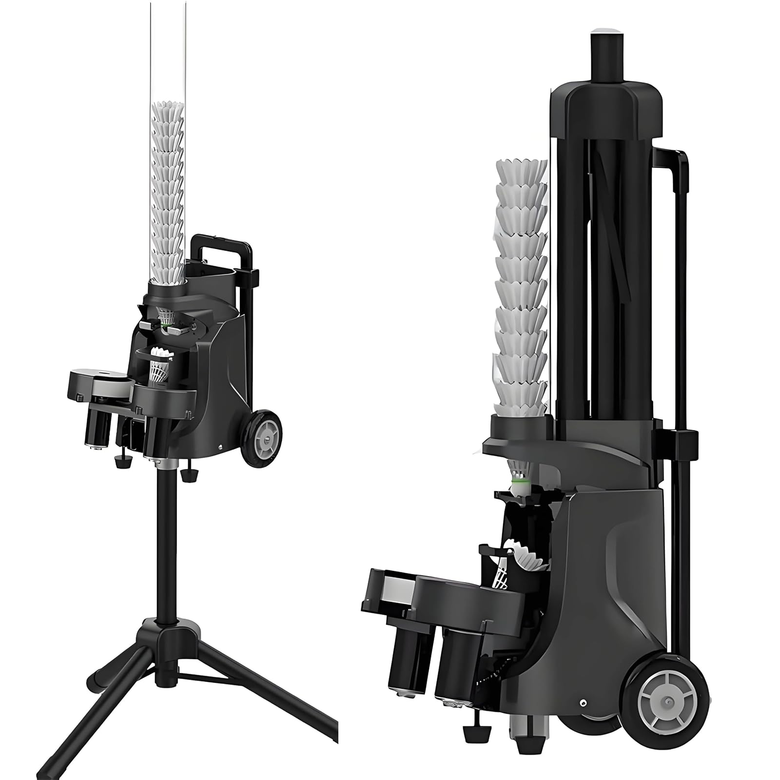 Robot de entrenamiento de bádminton portátil con capacidad de 52 volantes, máquina de servir a pilas para entrenamiento, preparación de partidos y ejercicios solos