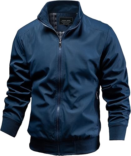 TLZC Chaqueta casual para hombre, cortavientos para exteriores, ligera, softshell