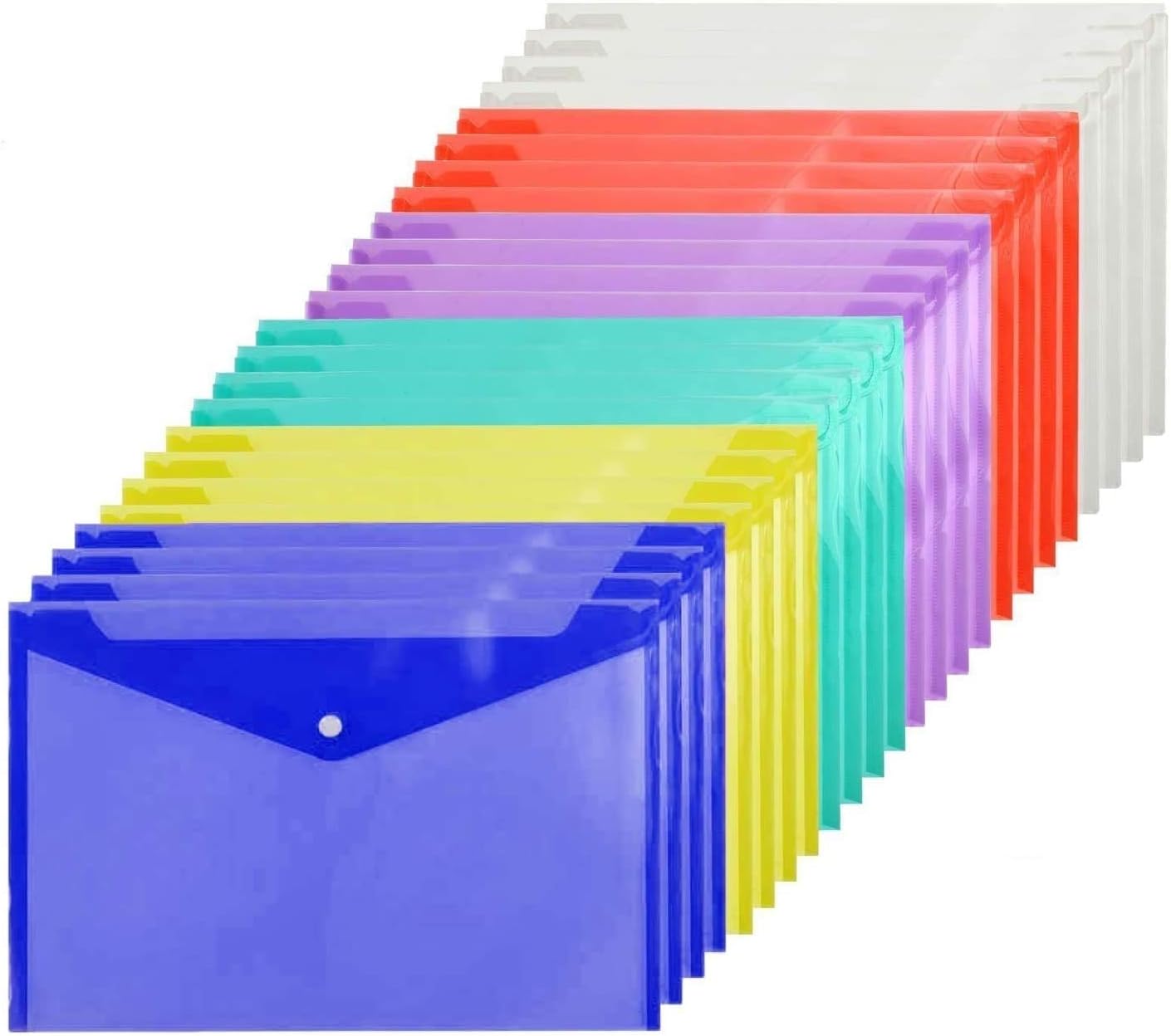 30 Pcs Poly Envelope Folder with Snap Button Closure, Premium Quality