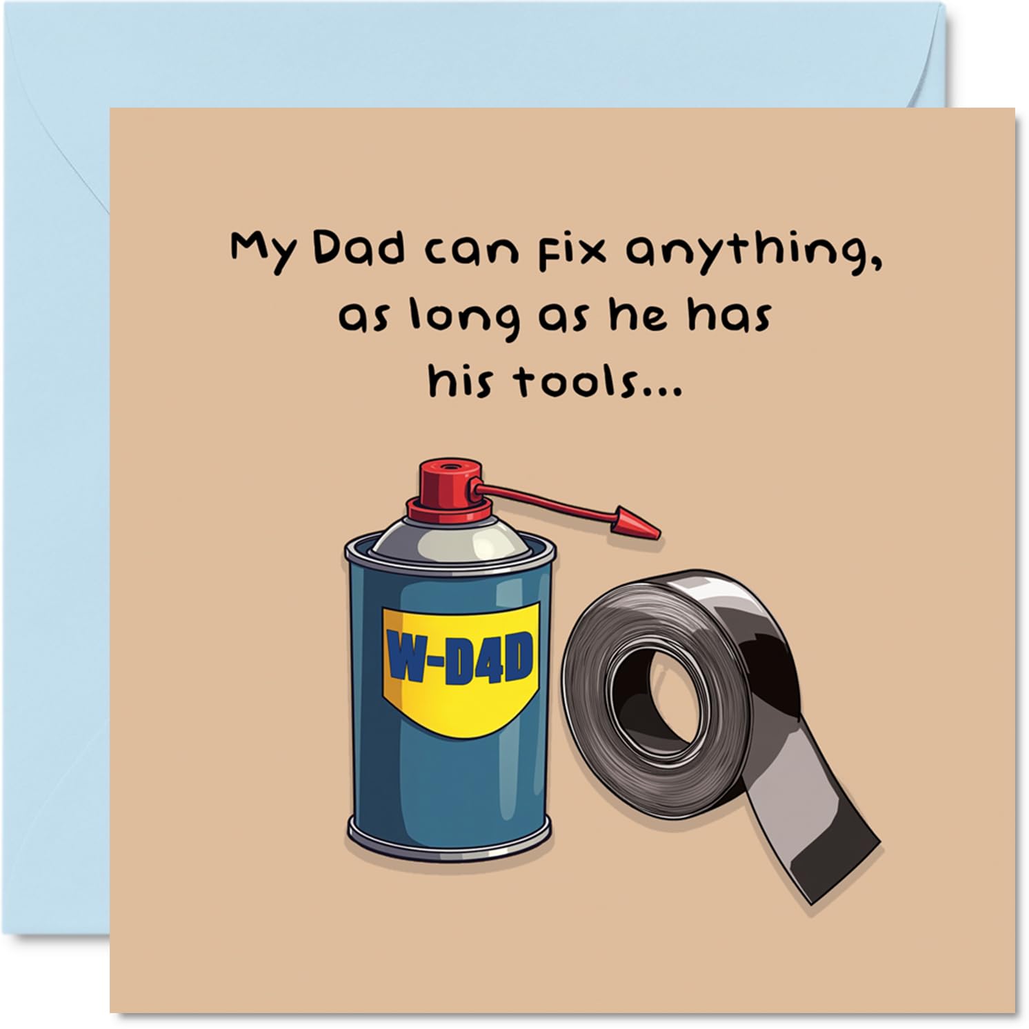Dad Birthday Card - Dad's Universal Toolkit - Happy Birthday Card for Father from Son Daughter, 145mm x 145mm Fathers Day Bday Greeting Cards