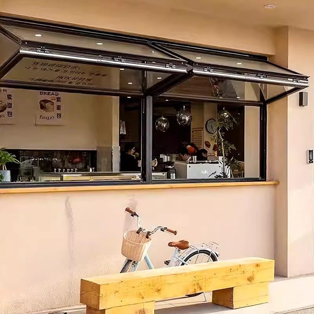 Fenêtre À Guillotine Double En Aluminium Avec Vitrage Trempé, Fenêtre De Service Pliante Avec Serrure Pour Food Truck, Stand De Vente Ambulante, Cuisine Professionnelle(Zwart,WxH 12x16in/31x41cm)