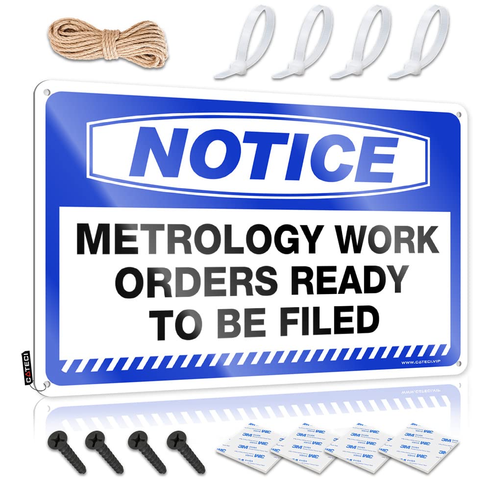Western Home Decor Decorations Rustic Accessory | Notice Metrology Work Orders Ready To Be Filed Large Metal Wall Decor For Drive Home(20X30CM)