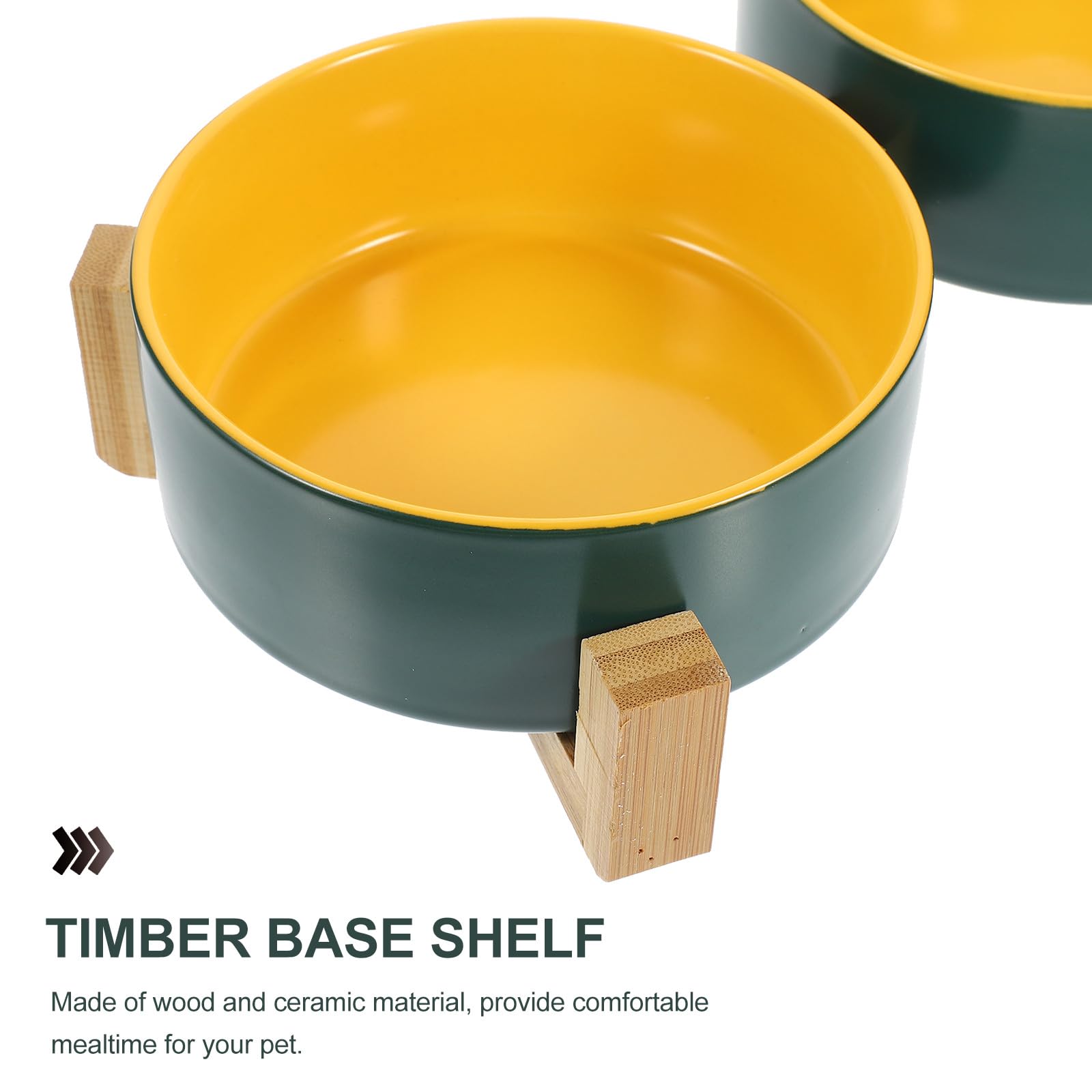 Abaodam Gamelle Double en Céramique Mate avec Support en Bois, Bol Pratique pour Chat et Chien, Anti-Renversement et Facile à Laver pour Toute Occasion