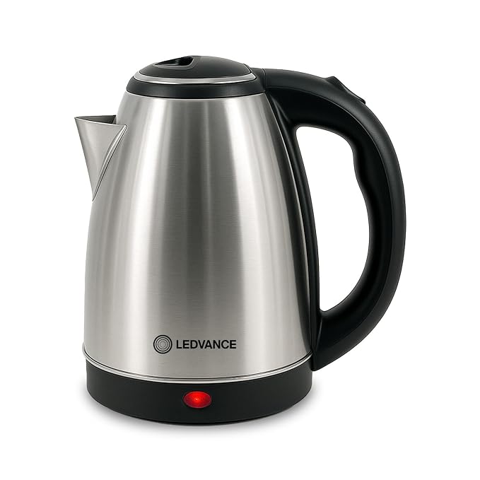 Ledvance Electric Kettle 1.8L Stainless Steel Body | 1350W Fast Boiling | Auto Cut-Off | For Hot Water, Tea, Coffee & Noodles | Cool Touch Handle | 1 Year Warranty