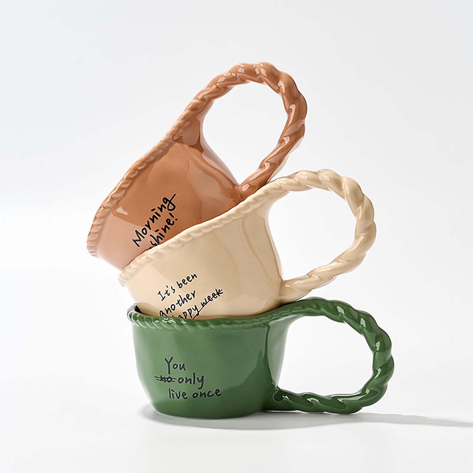 300ml / 10oz Taza Ceramica, Tazas Divertidas, Diseño con Asa Grande, Creativa y Práctica, Apta para Lavavajillas, Ideal para La Oficina, El Hogar o como Regalo(Pink)