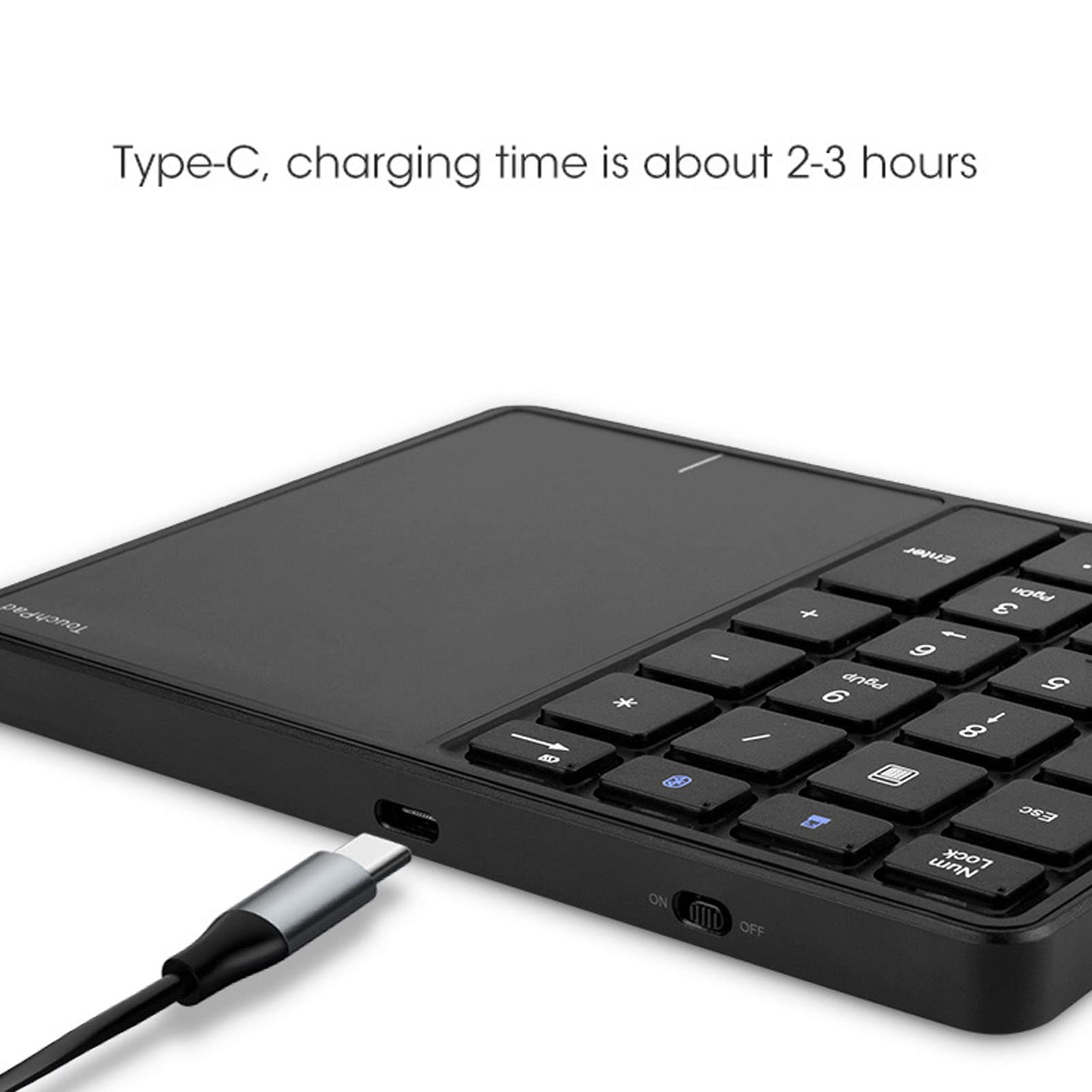 AMONIDA Tastierino Numerico Wireless Touchpad Ergonomico a 22 Tasti Dual Mode per Lavoro Remoto ABS Portatile