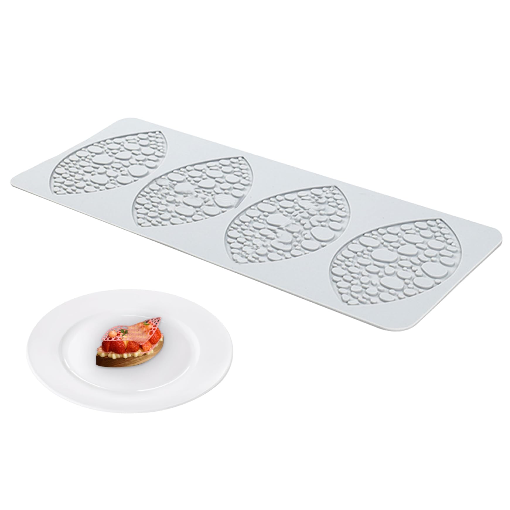 Tuile Mallen Silicone, Tuille Mallen 4 Stuks DIY Bloem Honingraat Vlinder Blad Schimmel Hittebestendige Non-Stick Bakmallen Food Grade Herbruikbare 5 Grid Siliconen Mal voor Fondant Chocolade