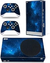 Funda protectora de vinilo para consola Microsoft Xbox Series S, color azul Galaxy Xbox Series S con dos calcomanías de control inalámbrico gratis